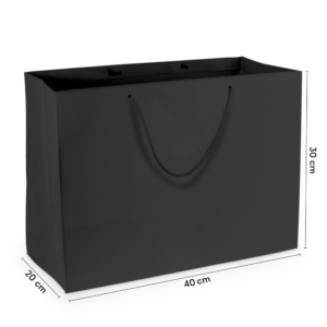 Sacola de Papel G1 Grande Preta 40x30x20 cm (10 Unidades)