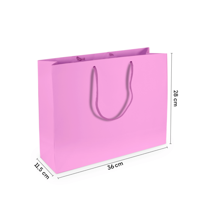 Sacola de Papel M1 Média Rosa 36x28x11,5 cm (20 Unidades)