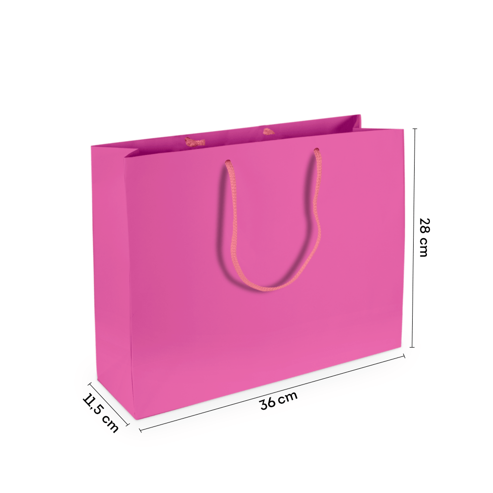 Sacola de Papel M1 Média Rosa 36x28x11,5 cm (20 Unidades)